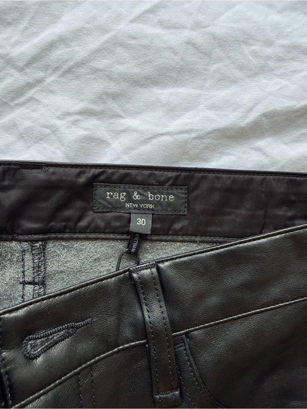 rag & bone Black Faux Leather Wide-Leg Trousers - Picture 3 of 3
